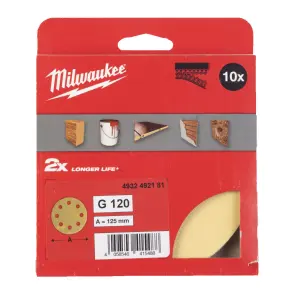 Папір шліфувальний HP MILWAUKEE діаметр 125/8 HL, зерно 120, (10шт) №1