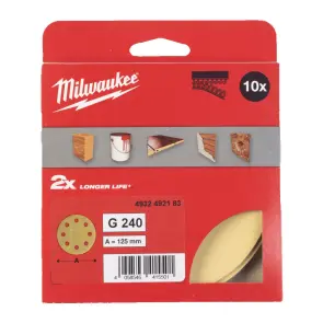 Папір шліфувальний HP MILWAUKEE діаметр 125/8 HL, зерно 240, (10шт) №1