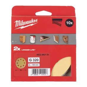 Папір шліфувальний HP MILWAUKEE діаметр 125/8 HL, зерно 320, (10шт) №1