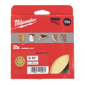 Папір шліфувальний HP MILWAUKEE діаметр 125/8 HL, зерно 60, (10шт) №1