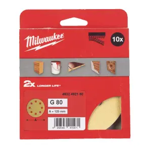 Папір шліфувальний HP MILWAUKEE діаметр 125/8 HL, зерно 80, (10шт) №1