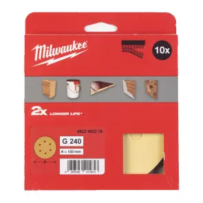 Папір шліфувальний HP MILWAUKEE діаметр 150мм/6 HL, зерно 240, (10шт) №1