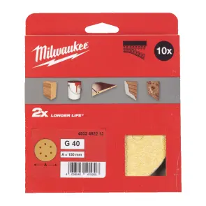 Папір шліфувальний HP MILWAUKEE діаметр 150мм/6 HL, зерно 40, (10шт) №1