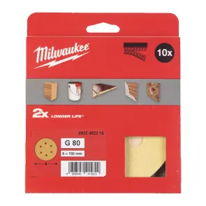 Папір шліфувальний HP MILWAUKEE діаметр 150мм/6 HL, зерно 80, (10шт) №1