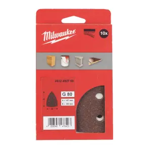 Папір шліфувальний дельтавидний MILWAUKEE, 100х147мм HL, зерно 80 (10шт) №1