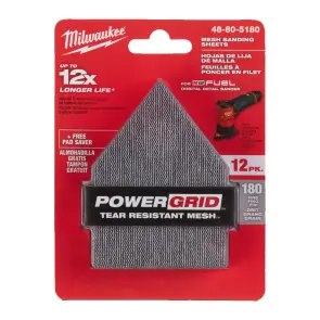 Сітка шліфувальна PG Mesh HL MILWAUKEE, 67х92мм, зерно 180, (13шт) (для M12 FDSS) (заміна на 4932501320) №1