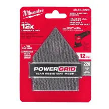 Сітка шліфувальна PG Mesh HL MILWAUKEE, 67х92мм, зерно 220, (12шт+подкладка) (для M12 FDSS) (заміна на 4932501321)