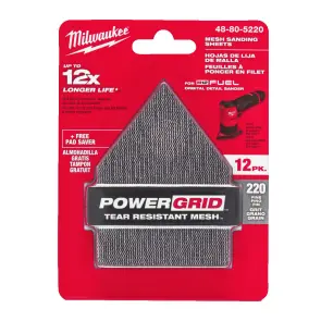 Сітка шліфувальна PG Mesh HL MILWAUKEE, 67х92мм, зерно 220, (12шт+подкладка) (для M12 FDSS) (заміна на 4932501321) №1
