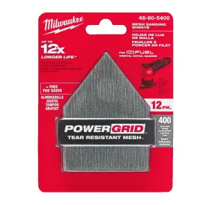 Сетка шлифовальная PG Mesh HL MILWAUKEE, 67х92мм, зерно 400, (12шт+подложка) (для M12 FDSS) №1