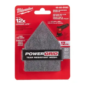 Сітка шліфувальна PG Mesh HL MILWAUKEE, 67х92мм, зерно 80, (12шт+подложка) (для M12 FDSS) (замена на 4932501318) №1