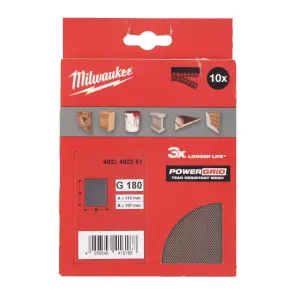 Сітка шліфувальна PG Mesh HL MILWAUKEE, 115х107мм, зерно 180, (10шт) №1