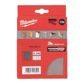 Сітка шліфувальна PG Mesh HL MILWAUKEE, 115х107мм, зерно 240, (10шт) №1