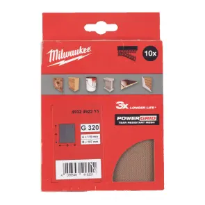 Сітка шліфувальна PG Mesh HL MILWAUKEE, 115х107мм, зерно 320, (10шт) №1