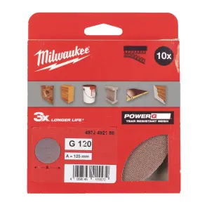 Сітка шліфувальна PG Mesh HL MILWAUKEE, діаметр 125мм, зерно 120, (10шт) №1