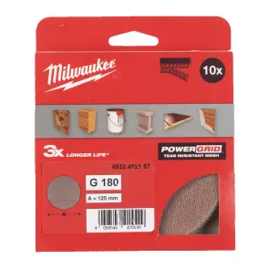 Сітка шліфувальна PG Mesh HL MILWAUKEE, діаметр 125мм, зерно 180, (10шт) №1