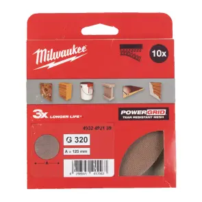 Сітка шліфувальна PG Mesh HL MILWAUKEE, діаметр 125мм, зерно 320, (10шт) №1