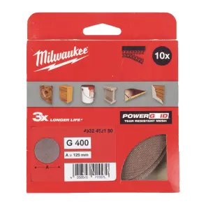 Сітка шліфувальна PG Mesh HL MILWAUKEE, діаметр 125мм, зерно 400, (10шт) №1