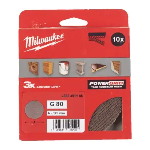 Сітка шліфувальна PG Mesh HL MILWAUKEE, діаметр 125мм, зерно 80, (10шт) №1
