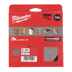 Сітка шліфувальна PG Mesh HL MILWAUKEE, діаметр 150мм, зерно 240, (10шт) №1