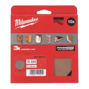 Сітка шліфувальна PG Mesh HL MILWAUKEE, діаметр 150мм, зерно 320, (10шт) №1
