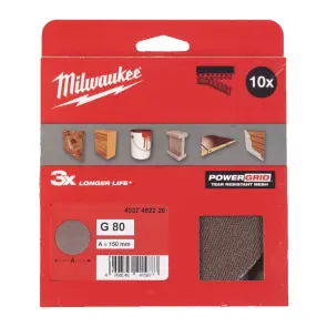 Сітка шліфувальна PG Mesh HL MILWAUKEE, діаметр 150мм, зерно 80, (10шт) №1