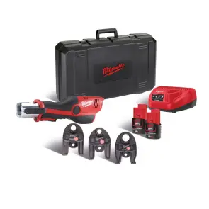 Обжим гидравлический аккумуляторный для труб MILWAUKEE M12 HPT-202C U-SET (зарядное устройство С12 С, 2 аккумулятора М12 В2 2Ач, ак №6