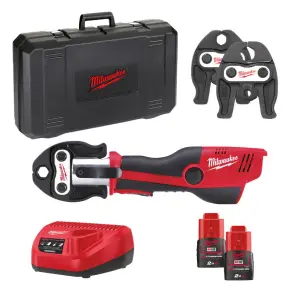 Обжим гидравлический аккумуляторный для труб MILWAUKEE, M12 HPT-202C V-SET (зарядное устройство С12 С, 2 аккумулятора М12 В2 2Ач, а №2