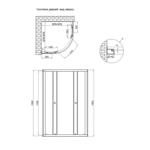 Душова кабіна Qtap Taurus CRM1011AC6 97х97 см, скло Clear 6 мм покриття CalcLess, без піддона №8