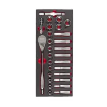 Ложемент с головками хромованими та тріскачкой 1/2'' MILWAUKEE. (28шт) (45х178,5х417мм) для візків купити