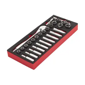 Ложемент с головками хромованими та тріскачкой 1/2'' MILWAUKEE. (28шт) (45х178,5х417мм) для візків №2