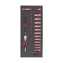 Ложемент с головками хромованими та тріскачкой 1/4'' MILWAUKEE. (28шт) (45х178,5х417мм) для візків купити в Києві