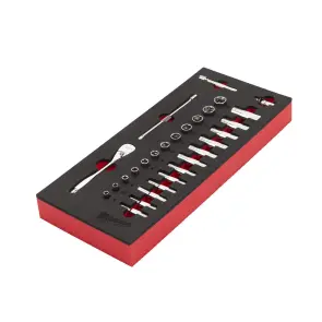 Ложемент с головками хромованими та тріскачкой 1/4'' MILWAUKEE. (28шт) (45х178,5х417мм) для візків №2