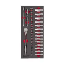 Ложемент с хромированными головками и трещоточкой 3/8'' MILWAUKEE. (28шт) (45х178,5х417мм) для тележек купить в Украине