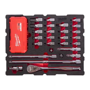 Ложемент для ящиков с полками PACKOUT MILWAUKEE с головками TORX и HEX и трещоткой 1/2'' (67шт) №1