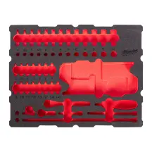 Ложемент для ящиков с полками PACKOUT MILWAUKEE для хромированных головок, TORX и трещотки 1/2'' (67шт)