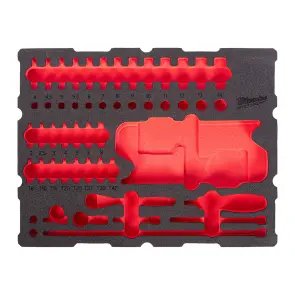 Ложемент для ящиков с полками PACKOUT MILWAUKEE для хромированных головок, TORX и трещотки 1/2'' (67шт) №1