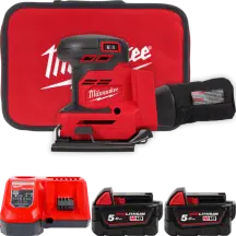 Шліфмашина вібраційна акумуляторна MILWAUKEE, M18 BQSS-502B, 113х104мм (зарядний пристрій М12-18 С, 2 акумулятори М18 В5 5Аг, су