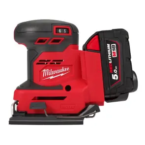 Шліфмашина вібраційна акумуляторна MILWAUKEE, M18 BQSS-502B, 113х104мм (зарядний пристрій М12-18 С, 2 акумулятори М18 В5 5Аг, су №3