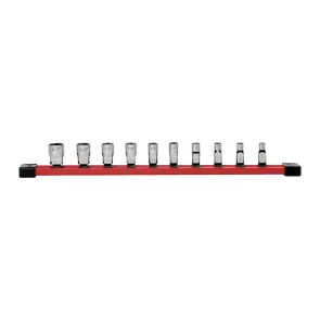 Набор головок торцевых хромированных дюймовых 1/4'' MILWAUKEE на планке (10шт) №1