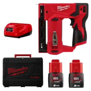 Степлер акумуляторний MILWAUKEE, M12 BST-202X (зарядний пристрій С12 С, 2 акумулятори М12 В2 2Аг, кліпса для ременя, HD кейс) №2