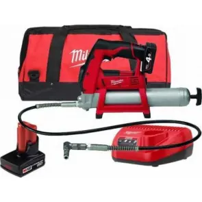 Шприц для смазки аккумуляторный MILWAUKEE, M12 GG-401B (зарядное устройство, 1 аккумулятор М12 В4 4Ач, алюминиевая туба, сумка) №2