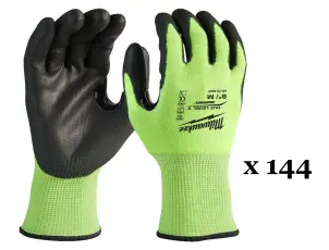 Рукавиці робочі сигнальні Hi-Vis MILWAUKEE, з опором порізам 3/C рівня, розмір 8/M, (144 пари) №1
