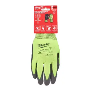 Рукавиці робочі сигнальні Hi-Vis MILWAUKEE, з опором порізам 4/D рівня, розмір 8/M №1