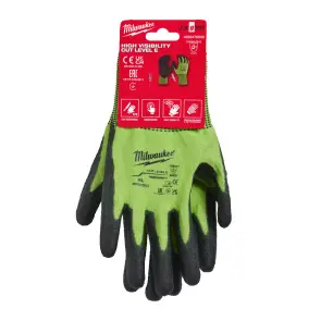 Перчатки рабочие сигнальные Hi-Vis MILWAUKEE, с сопротивлением порезам 5/E уровня, размер 9/L №3