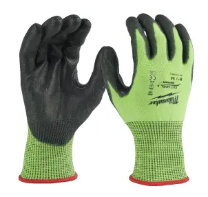Рукавиці робочі сигнальні Hi-Vis MILWAUKEE, з опором порізам 5/E рівня, розмір 8/M №1