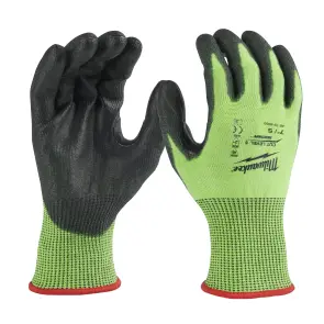 Рукавиці робочі сигнальні Hi-Vis MILWAUKEE, з опором порізам 5/E рівня, розмір 7/S №1