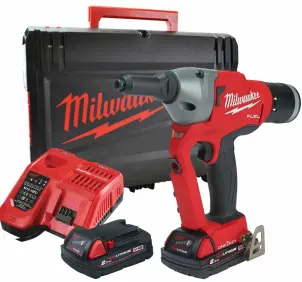 Заклепочник акумуляторний безщітковий MILWAUKEE M18 ONEFPRT-202X, діаметр заклепок 4,8-7,0мм (зарядний.пристрій М12-18 FC, 2 аку №1