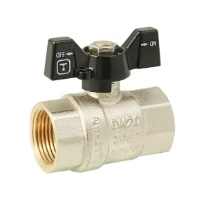 Кран кульовий ITAL PN40 3/4" вн.-вн., метелик, нікель №1