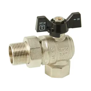 Кран кульовий з напівзгоном ITAL PN40 3/4", кутовий, нікель №1