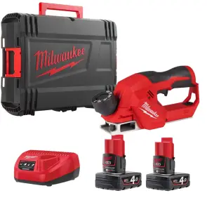 Рубанок аккумуляторный бесщеточный MILWAUKEE, M12 BLP-402X (зарядное устройство С12, 2 аккумулятора М12 В4 4Ач, HDкейс) №2